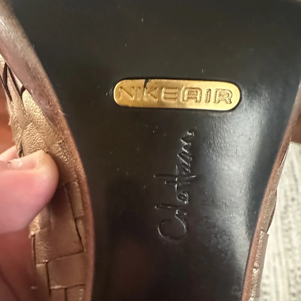 Cole Haan Nike‎ Air Gold Bronze Woven Leather Heels Pumps Womens 7.5